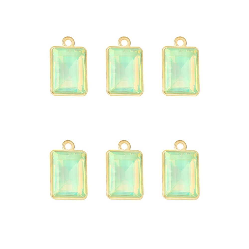 1487 Gold Plated Pattern Square Crystal for Jewelry Making Necklace